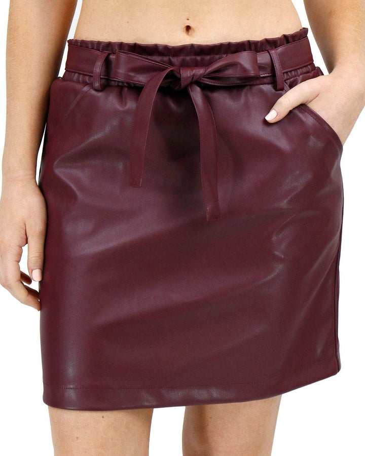 Grace and Lace Butter Faux Leather Skirt in Bordeaux