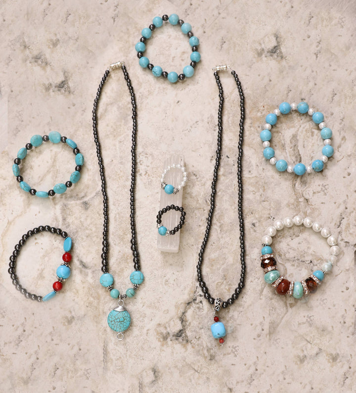 Coral and turquoise magnetic necklace 18"