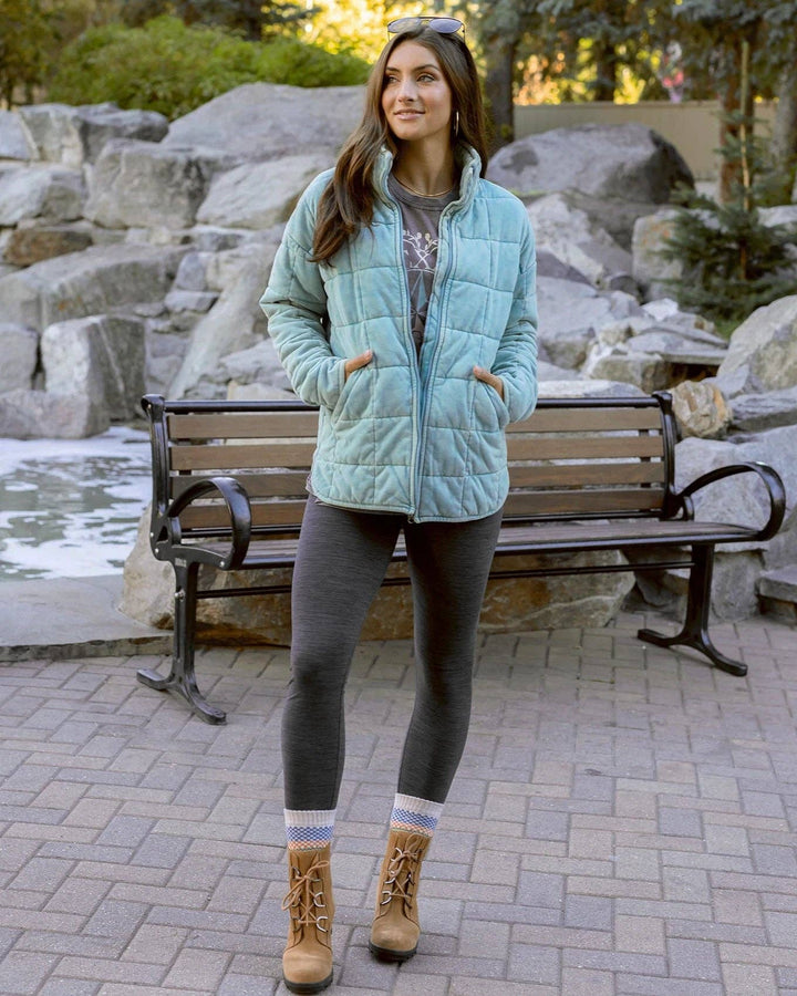 Grace and Lace Mineral Washed Quilted Jacket in Icy Blue