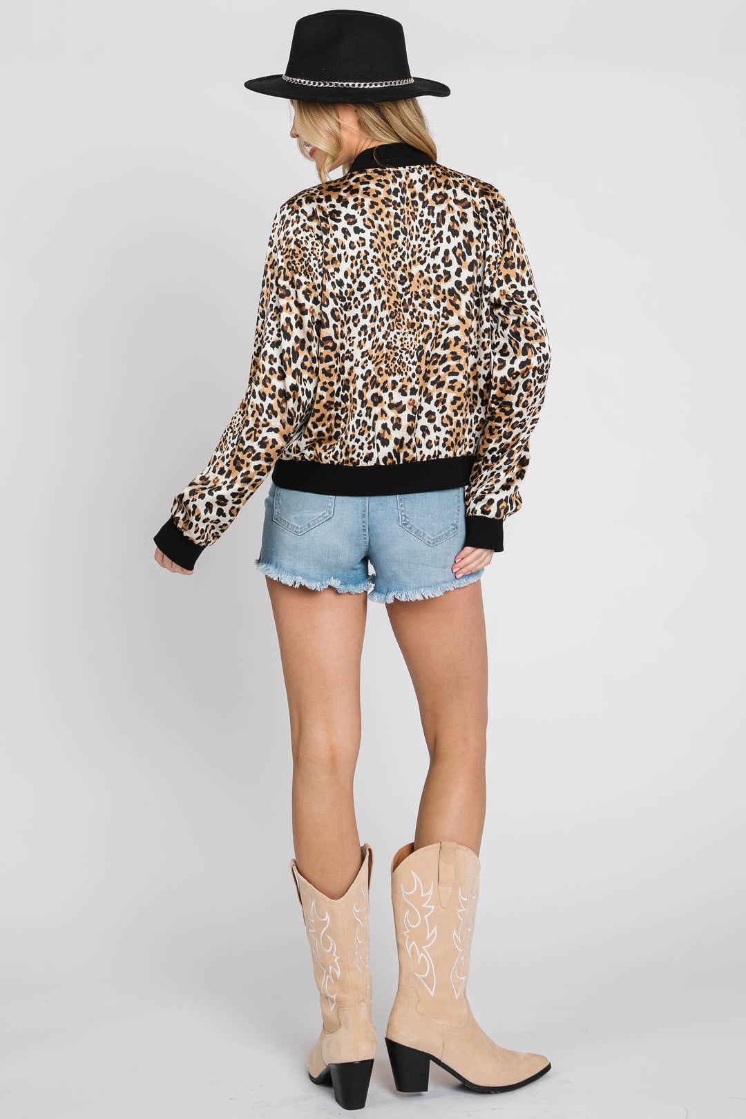 Leopard Satin Bomber Jacket