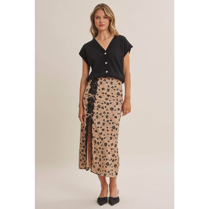 Midnight in Paris Floral Lace Midi Skirt