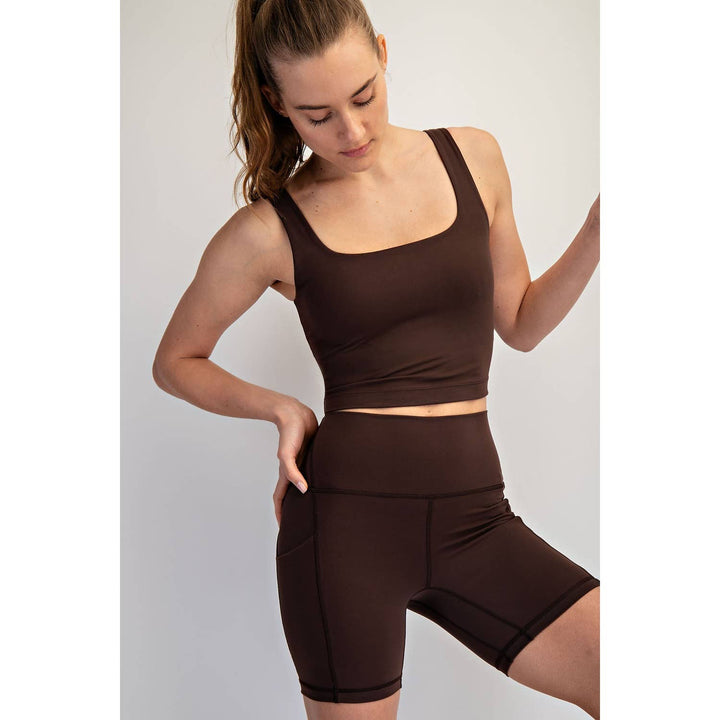 RAE MODE NYLON BUTTER SQUARE NECK CROPPED TANK - 2 colors!