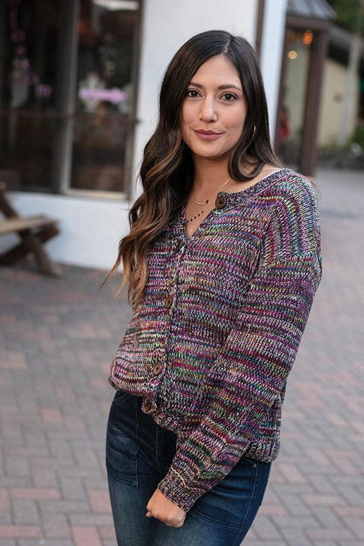 Grace and Lace Button Up Sweater - Multi