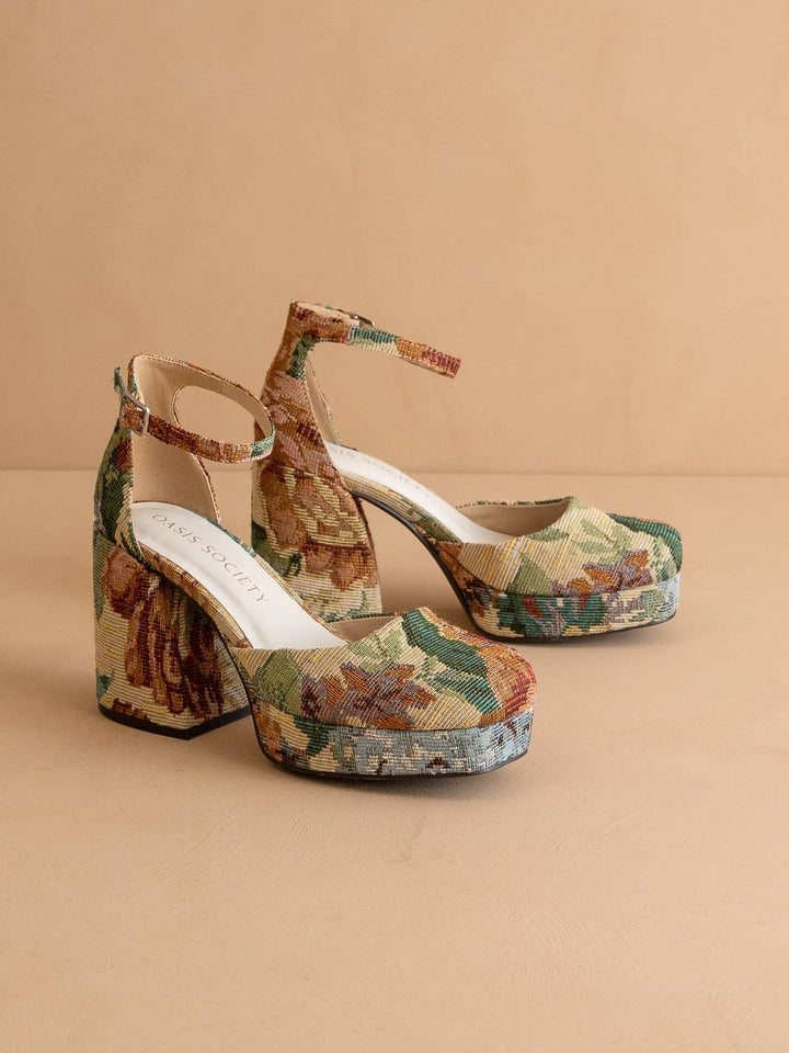 The Oslo | Tapestry Chunky Platform Mary Janes