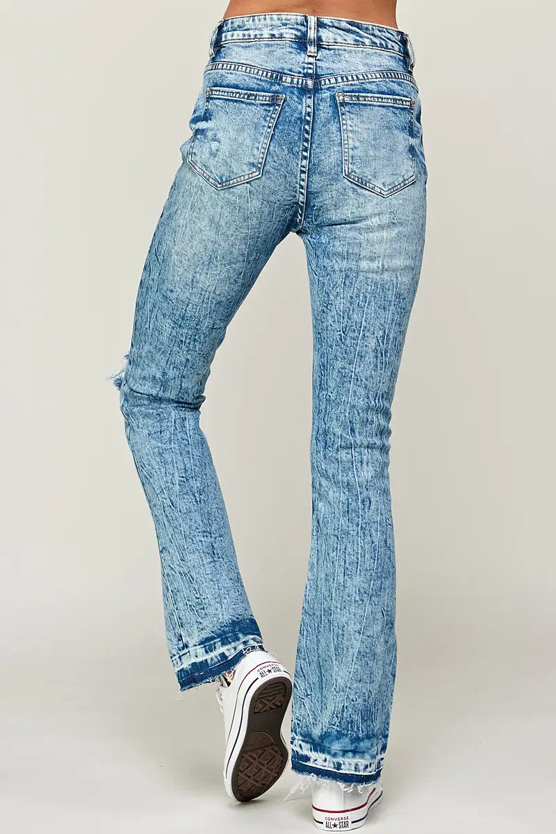 I&M Jeans - High Rise Slim Bootcut - Acid Medium Wash