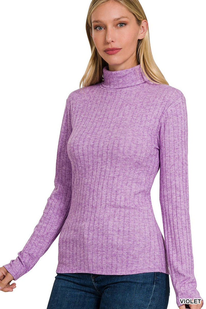 Lightweight Ribbed Turtleneck – in 3 colors – Lavender, Light Teal & Fuchsia