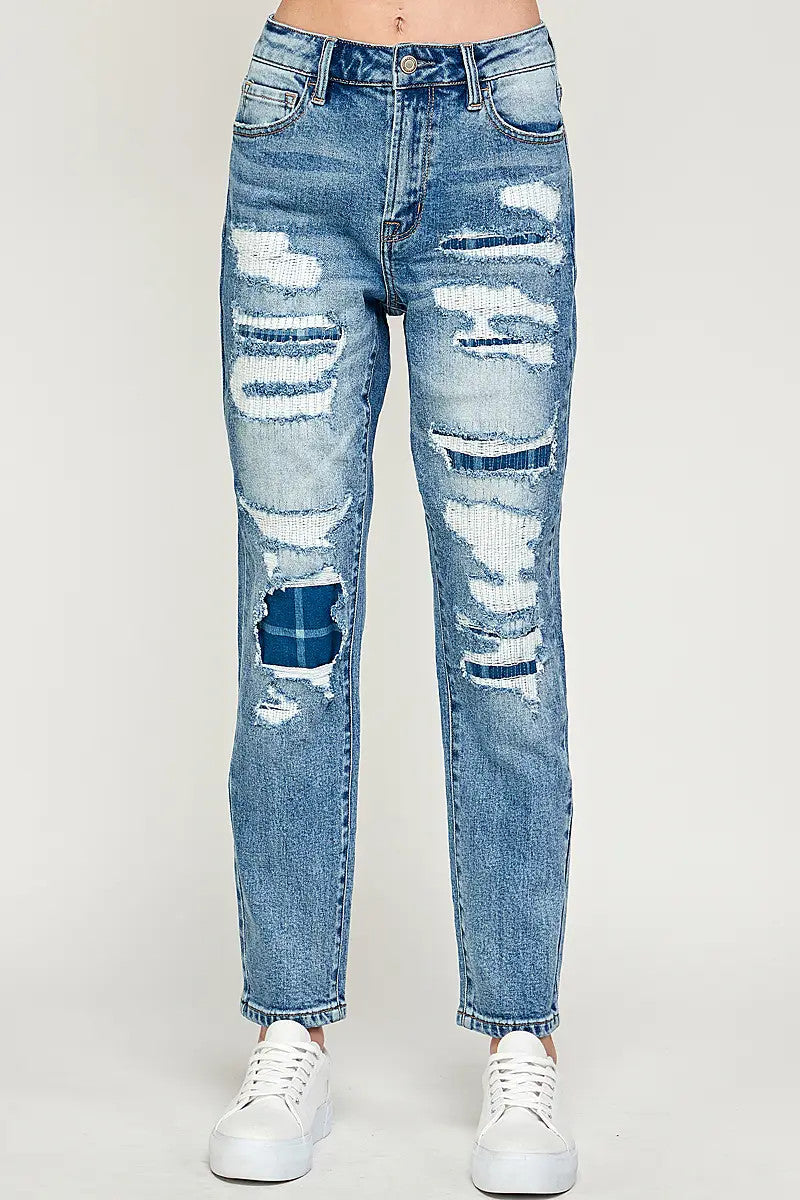 I&M Jeans - Low Rise Tom Girl  Stretch Jeans - Mid/Dark Wash