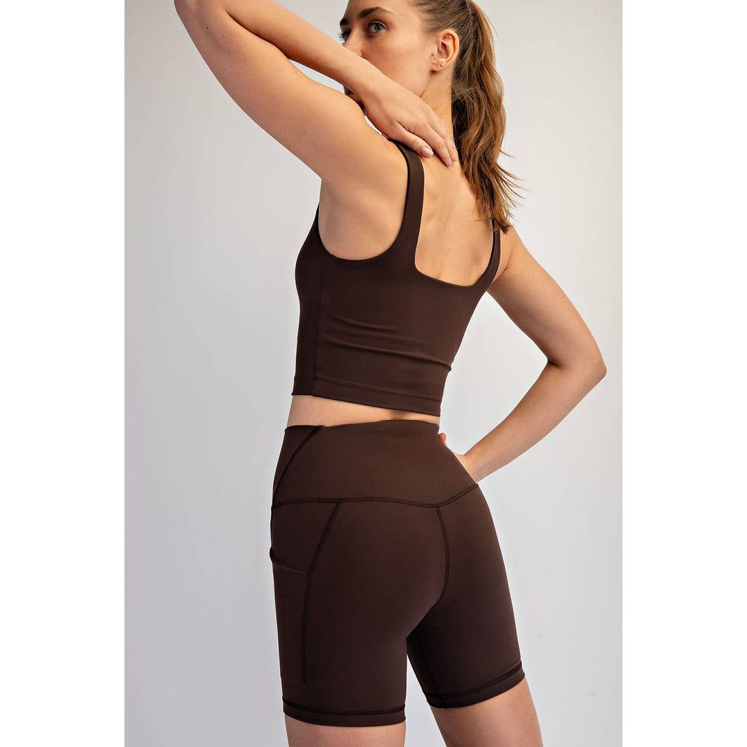 RAE MODE NYLON BUTTER SQUARE NECK CROPPED TANK - 2 colors!