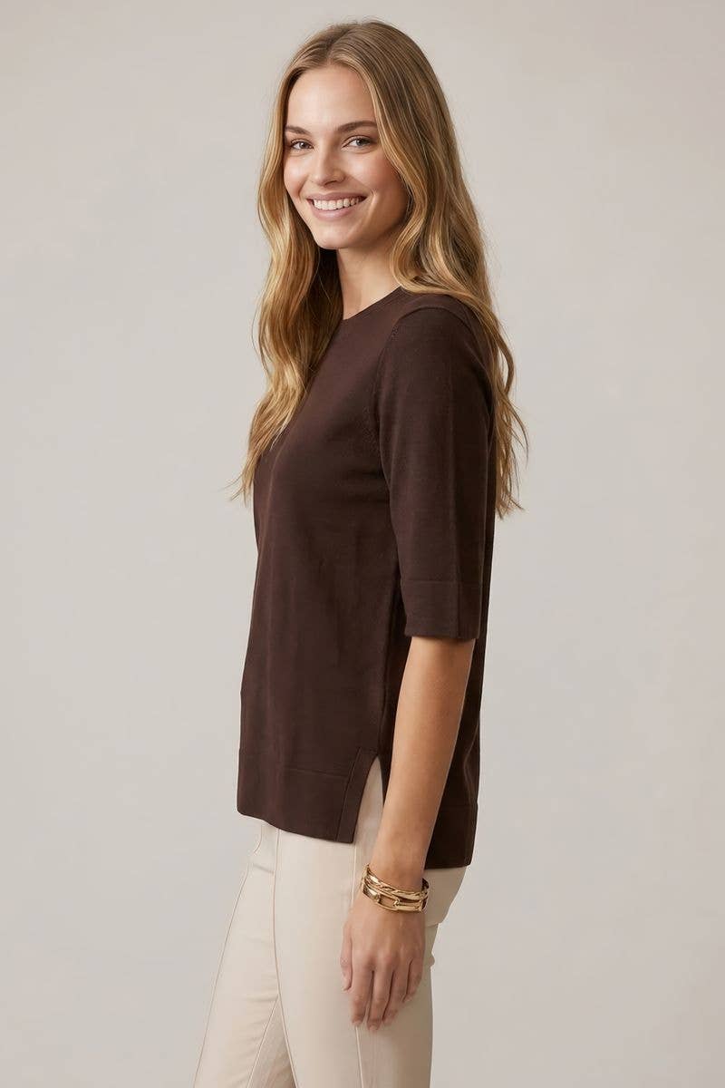 Everyday Elevated Sweater Top - Espresso