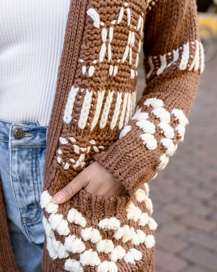 Bobble Knit Chunky Cardigan in Gingersnap