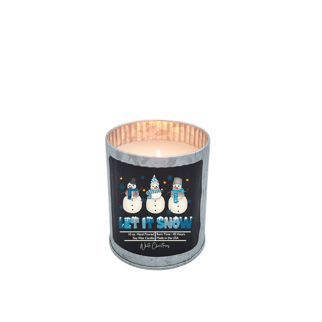 Let it Snow Soy Wax Candle - Rustic Tin Holiday Candles