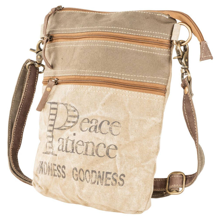 Double Zipper Peace Patience Crossbody