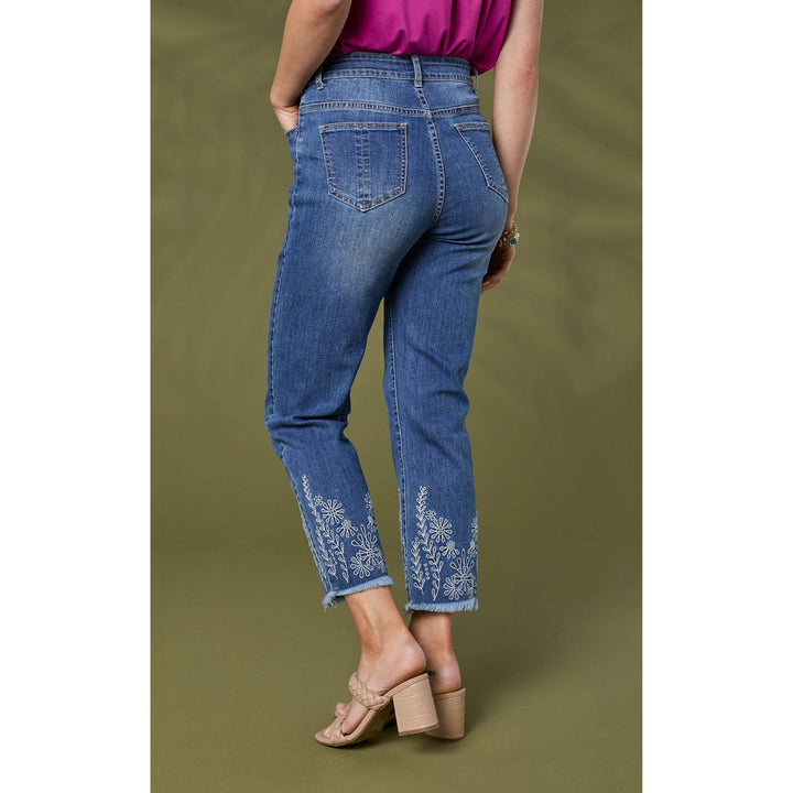 Bambu Soft Straight Crop with Floral Embroidery