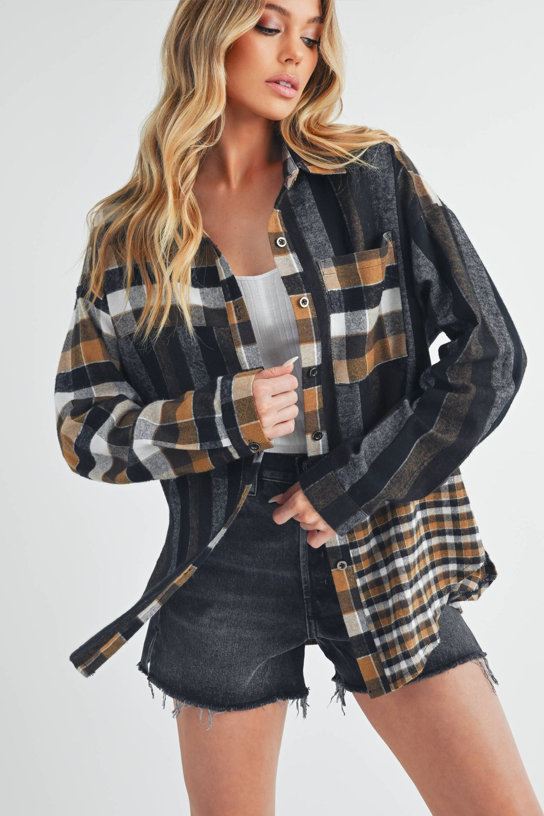 Lena Plaid Flannel Shirt - Brown/Black