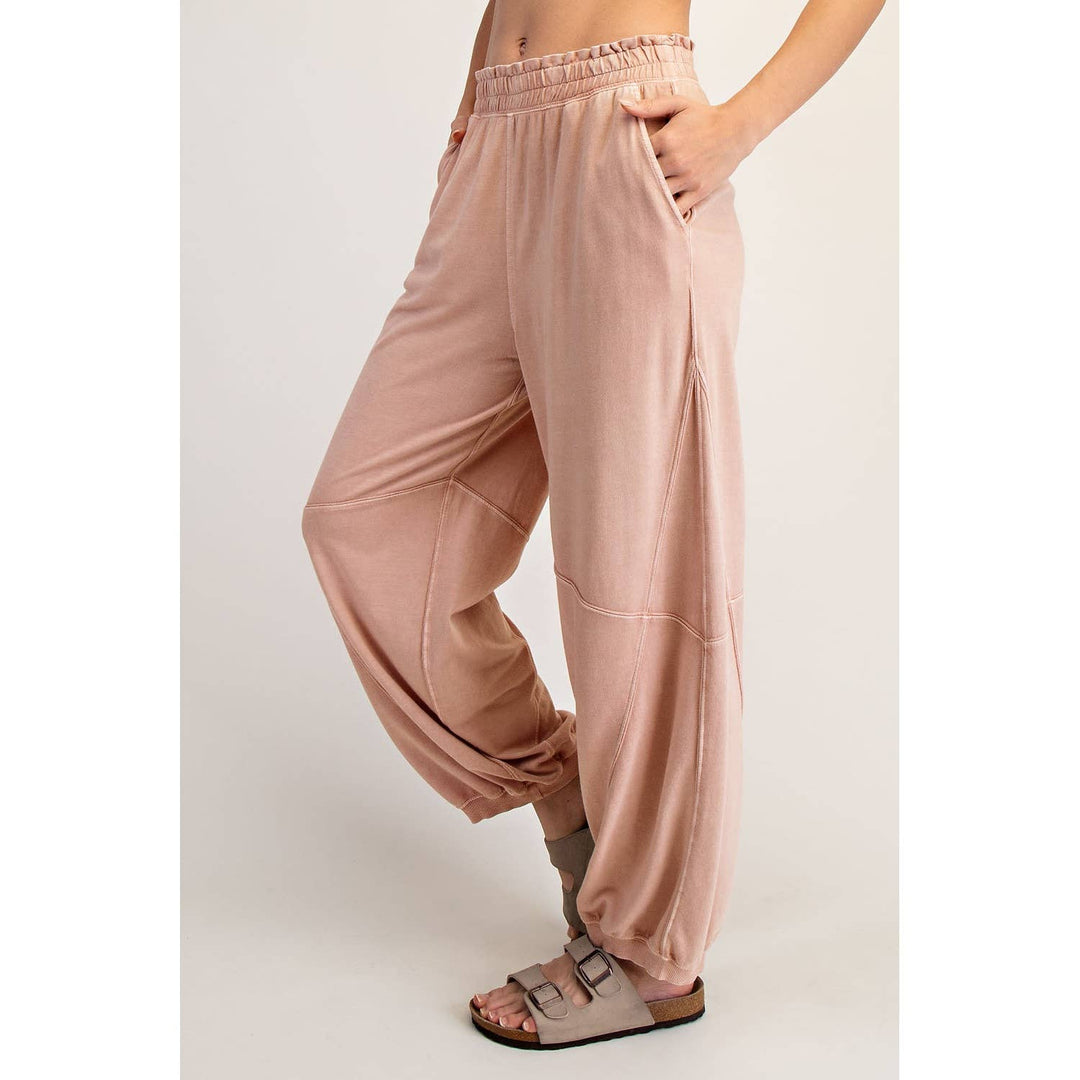 RAE MODE MINERAL WASHED TERRY BUTTER JOGGER PANTS - DUSTY PINK