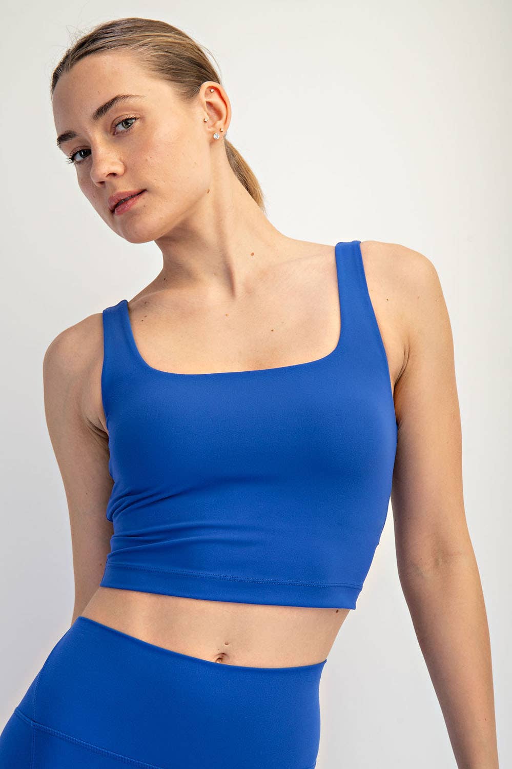 RAE MODE NYLON BUTTER SQUARE NECK CROPPED TANK - 2 colors!