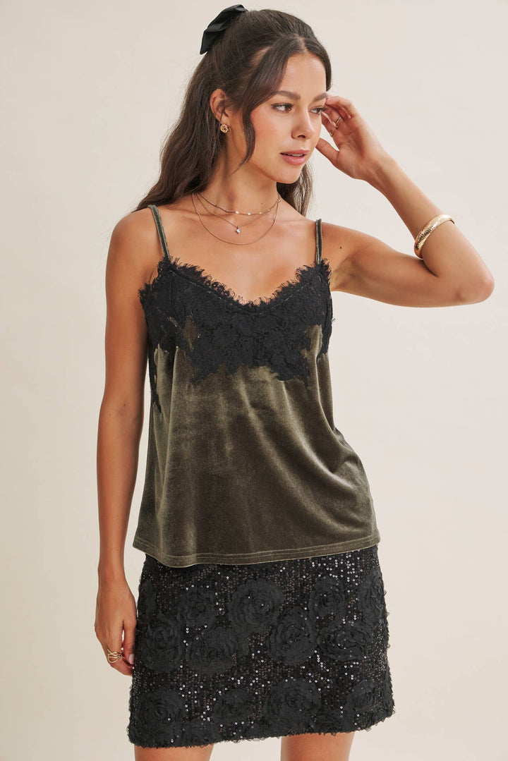 Velvet & Whispers Lace Cami - Champagne