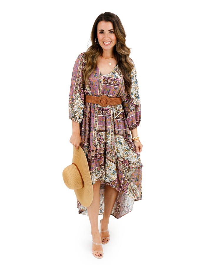 Arabelle Hi-Low Patchwork Floral Dress