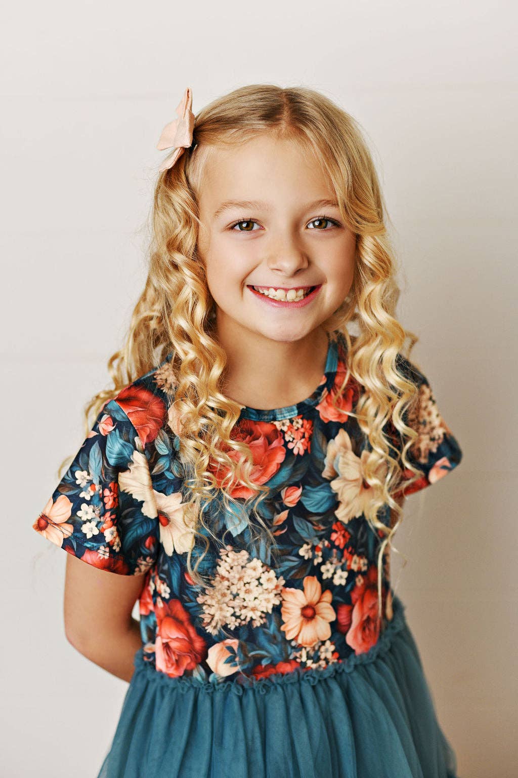 Kids Emerald Vintage Floral Tulle Fancy Spring Easter Dress
