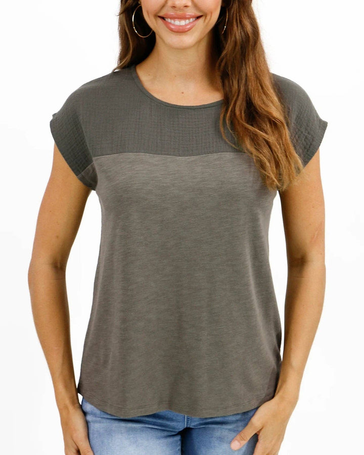 Grace and Lace Better Than Basic Tee in Olive