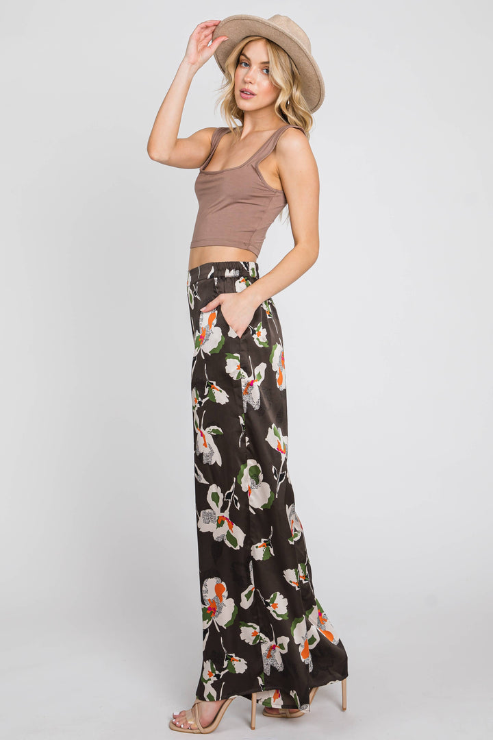 Bold Moves Floral Satin Statement Pants