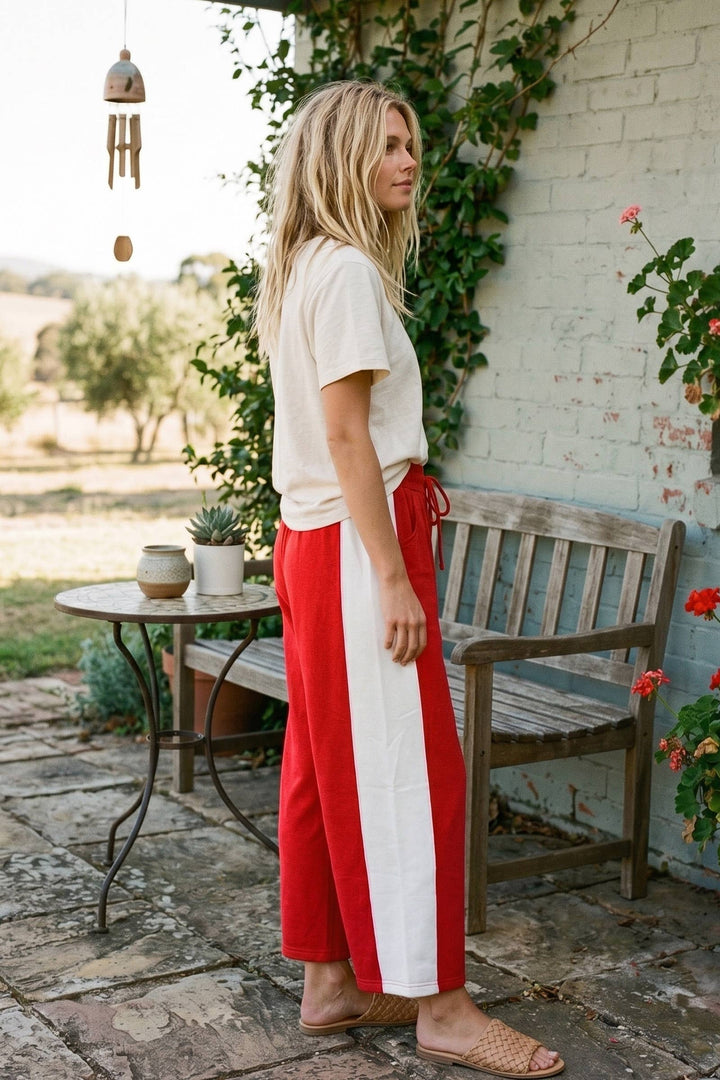 Scuba Side Panel Gameday Relaxed Barrel Pant - Red/Black