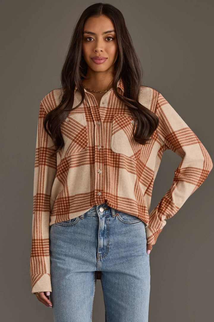 Plaid Weekend Button Up - Rust/Cream
