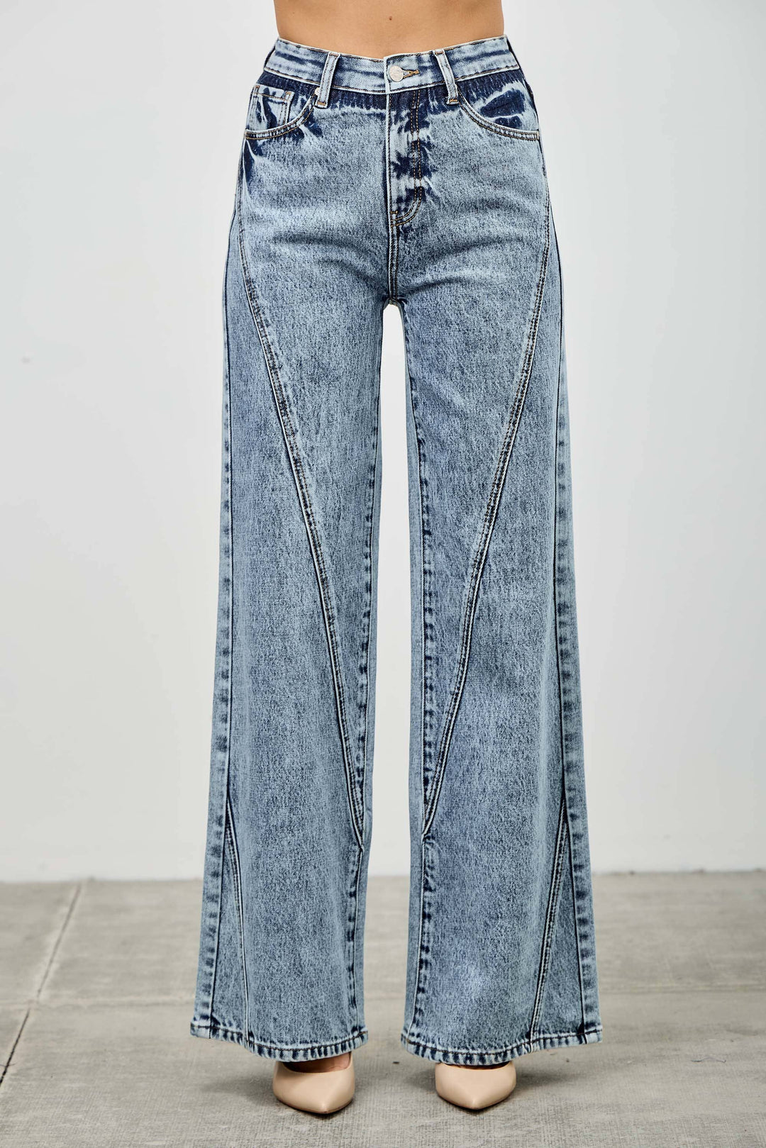 High Rise Relaxed Straight Jean with Seam Detail