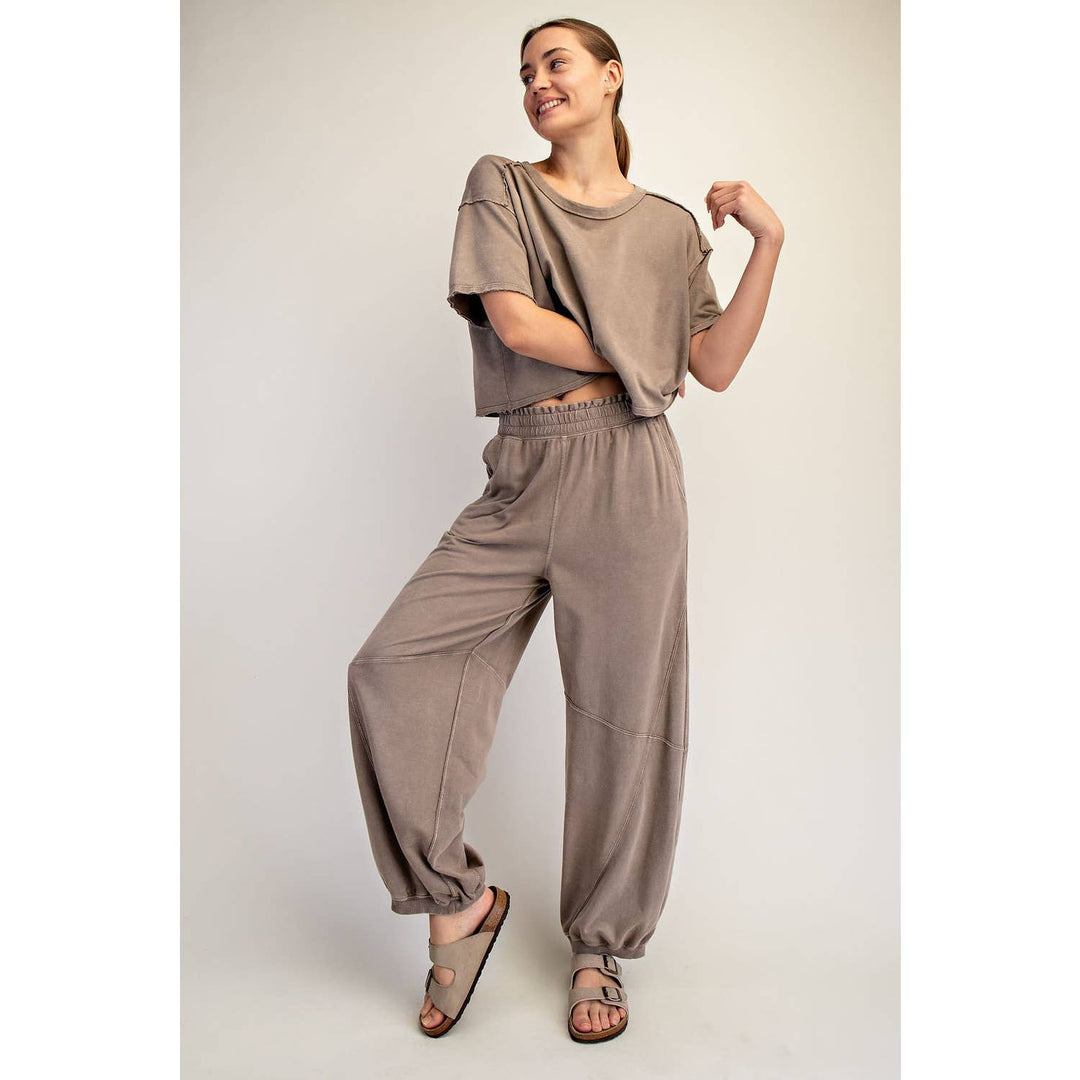 RAE MODE MINERAL WASHED TERRY BUTTER JOGGER PANTS - DUSTY PINK