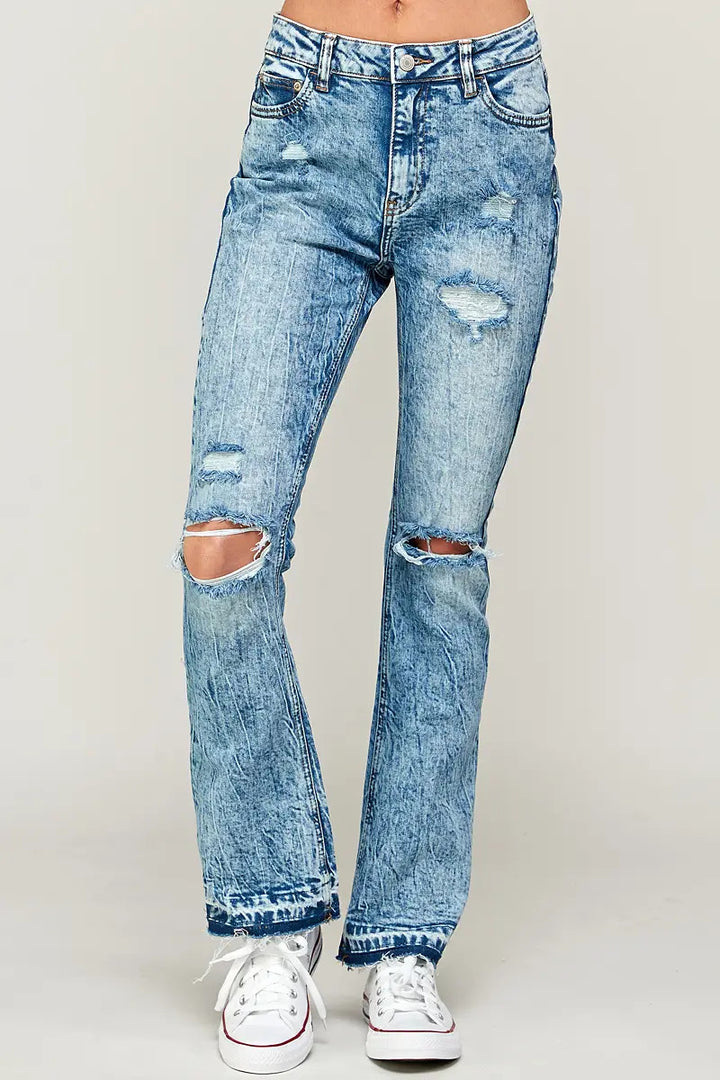 I&M Jeans - High Rise Slim Bootcut - Acid Medium Wash