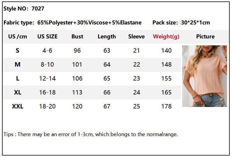 Sweet Short-Sleeve Hollow-Out Top - Pink