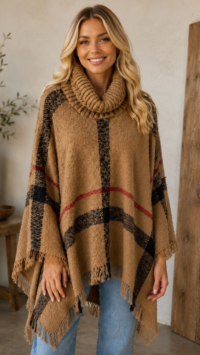 Wrap Me Pretty Poncho — Fireside Plaid