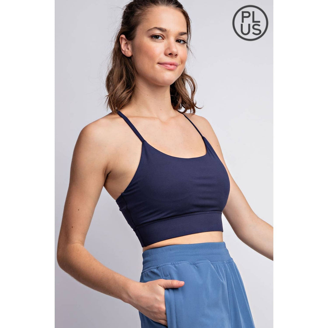 RAE MODE PLUS SIZE BUTTER SPORTS BRA WITH ADJUSTABLE STRAP - 2 COLORS