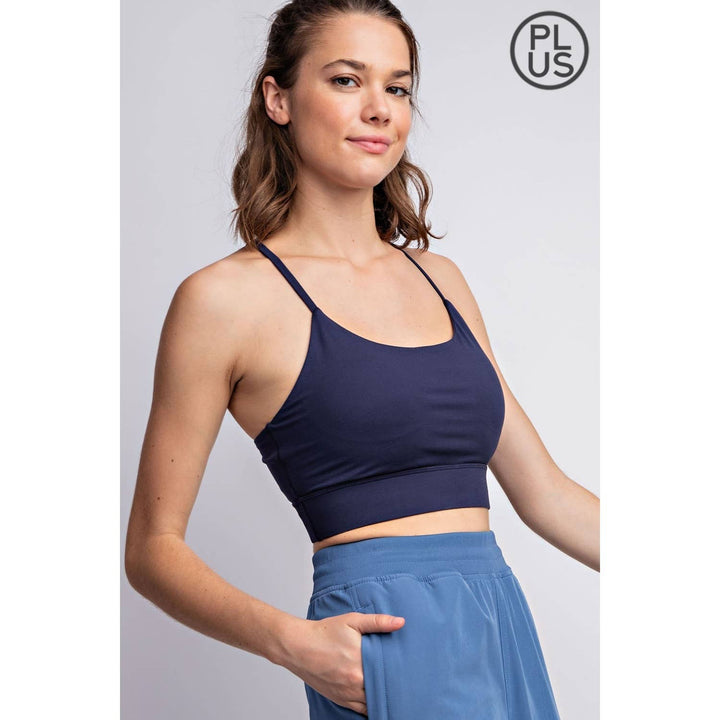 RAE MODE PLUS SIZE BUTTER SPORTS BRA WITH ADJUSTABLE STRAP - 2 COLORS