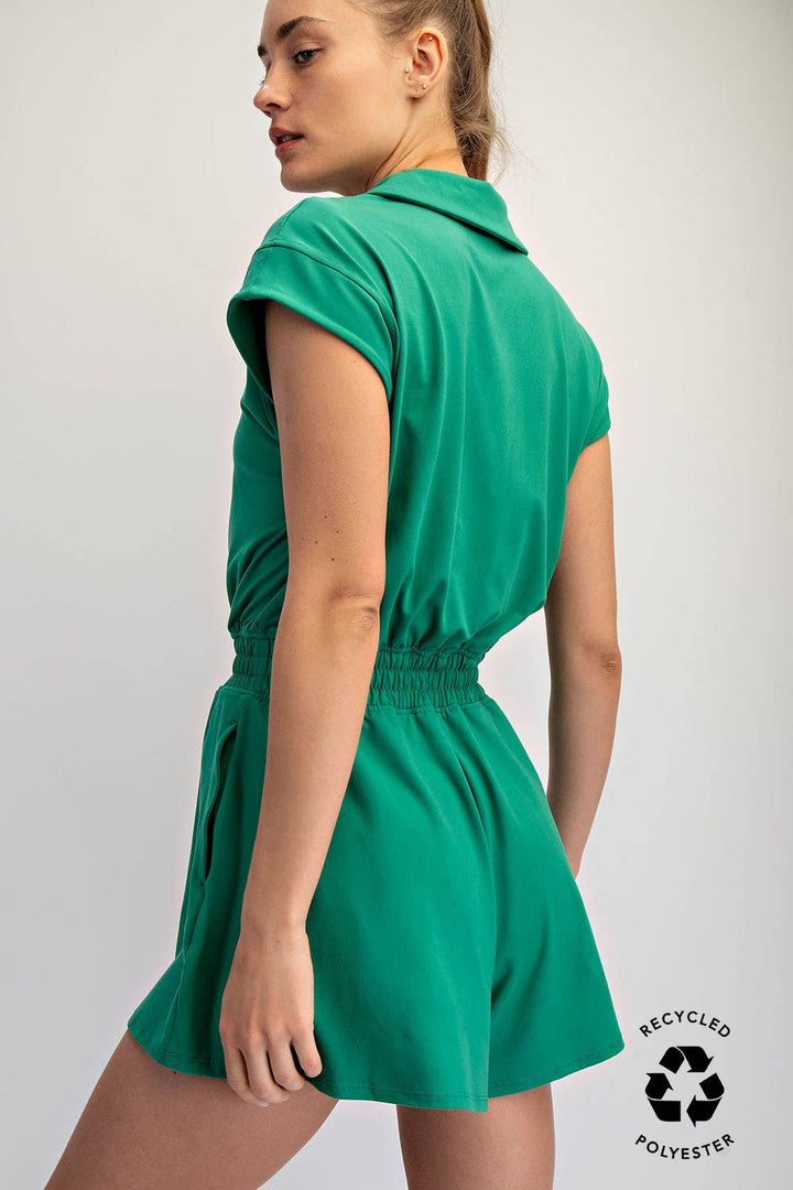 RAE MODE BUTTER SHORT SLEEVE QUARTER ZIP ROMPER