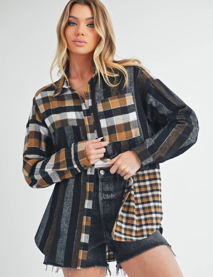 Lena Plaid Flannel Shirt - Brown/Black