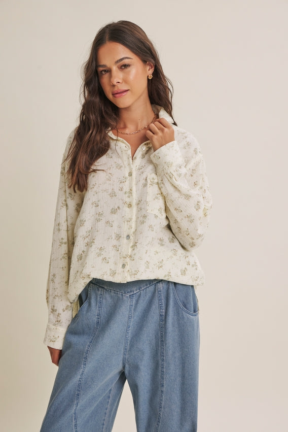 Sunday Stroll Floral Button-Up