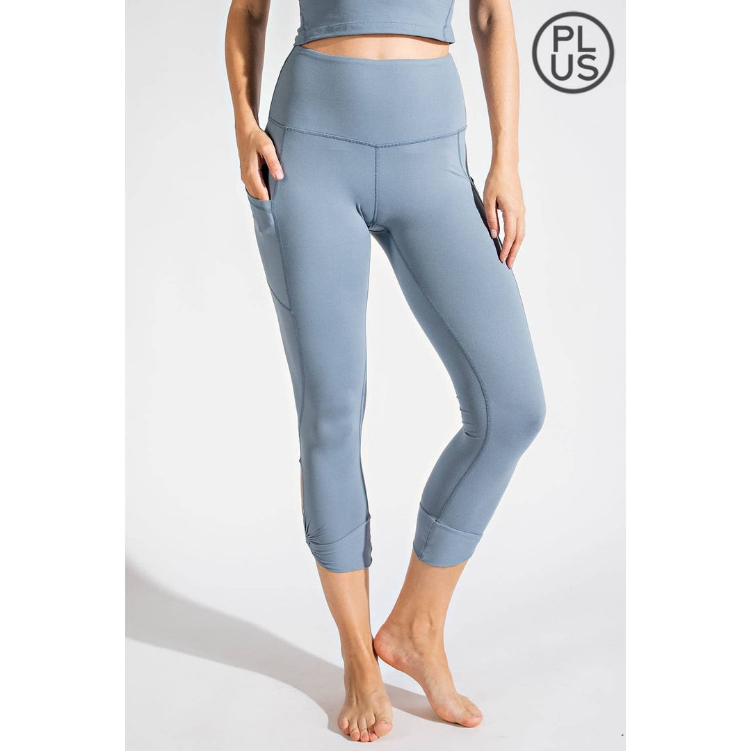 RAE MODE PLUS SIZE CAPRI KEYHOLE YOGA LEGGINGS - DESERT SUN