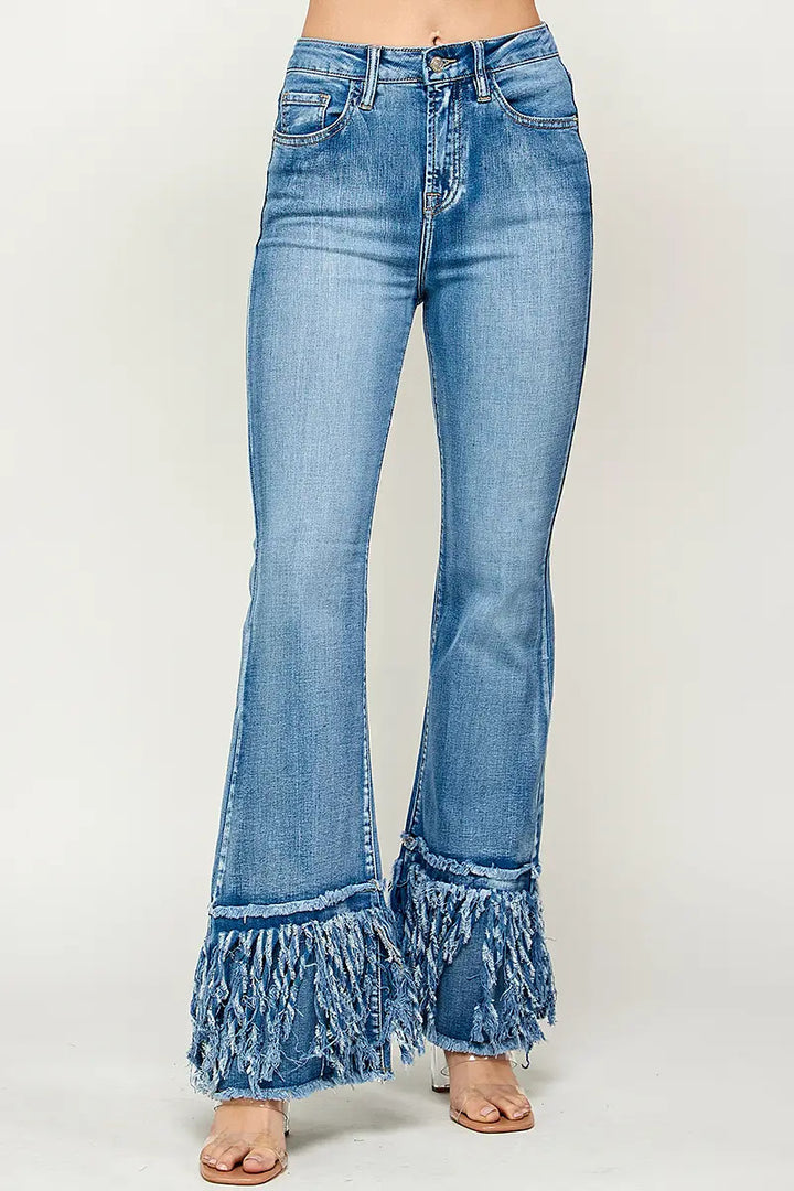 I&M Jeans - High Rise - Frayed Flare - Medium Wash