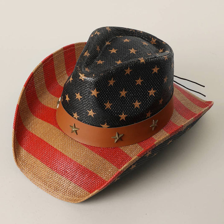 USA Stars Straw Cowboy Hat