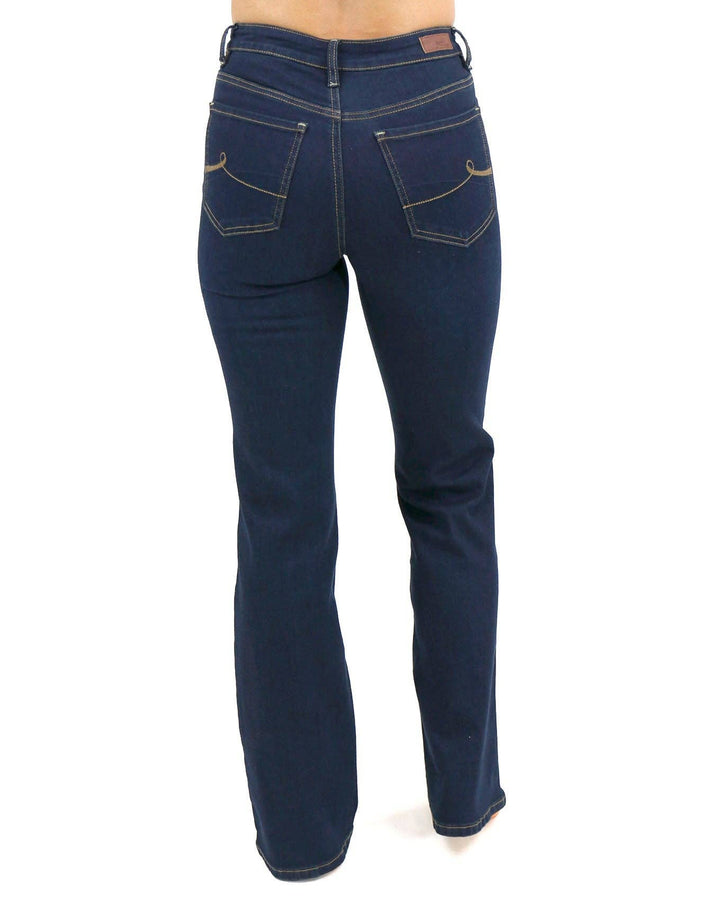 Designer Denim Flare Jeans In Dark-Wash