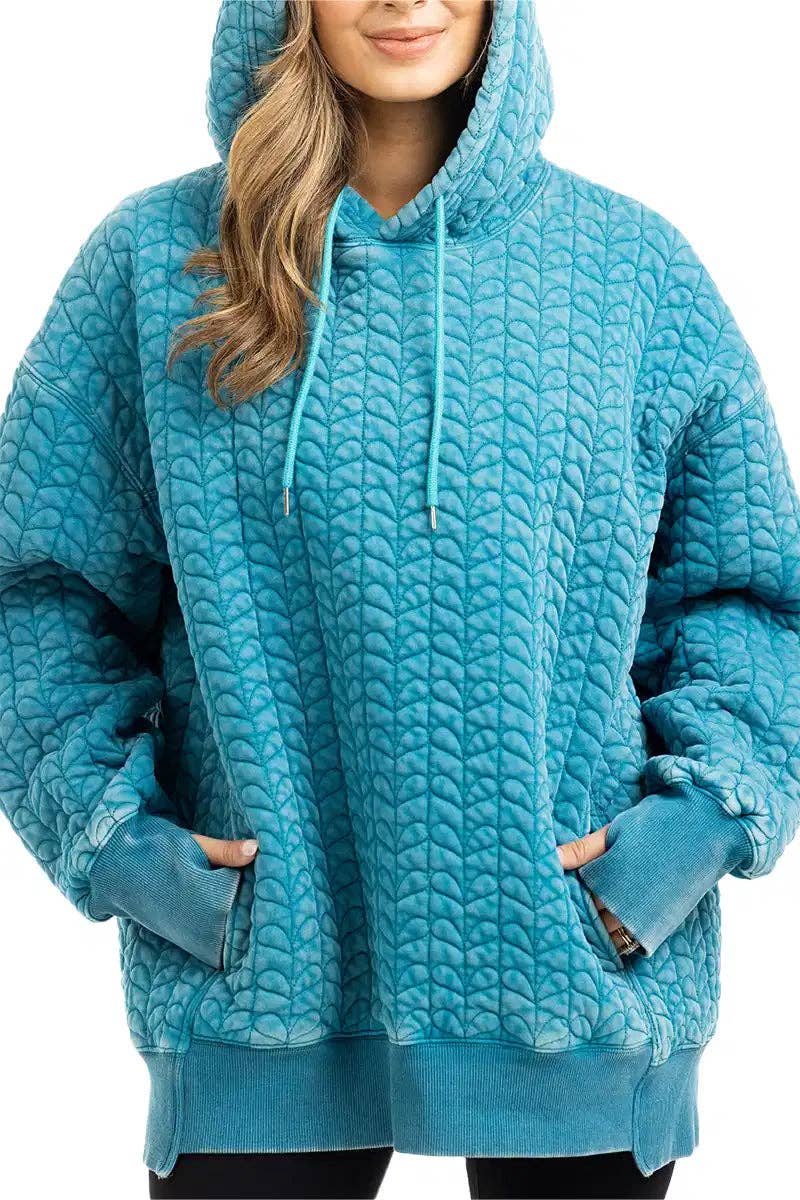 Teal Me More Quilted Heart Hoodie