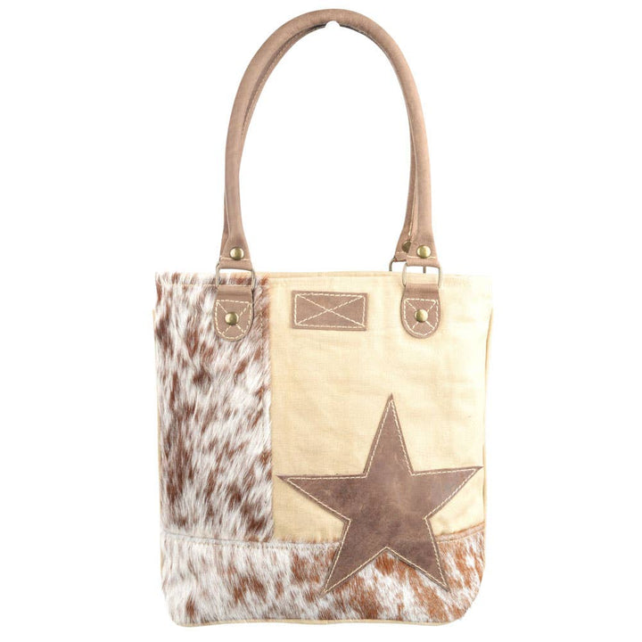 Star With Cowhide Canvas Tote