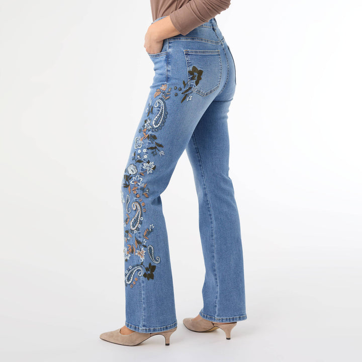 EverStretch Baby Bootcut Jeans with Side Embroidery - Medium Wash
