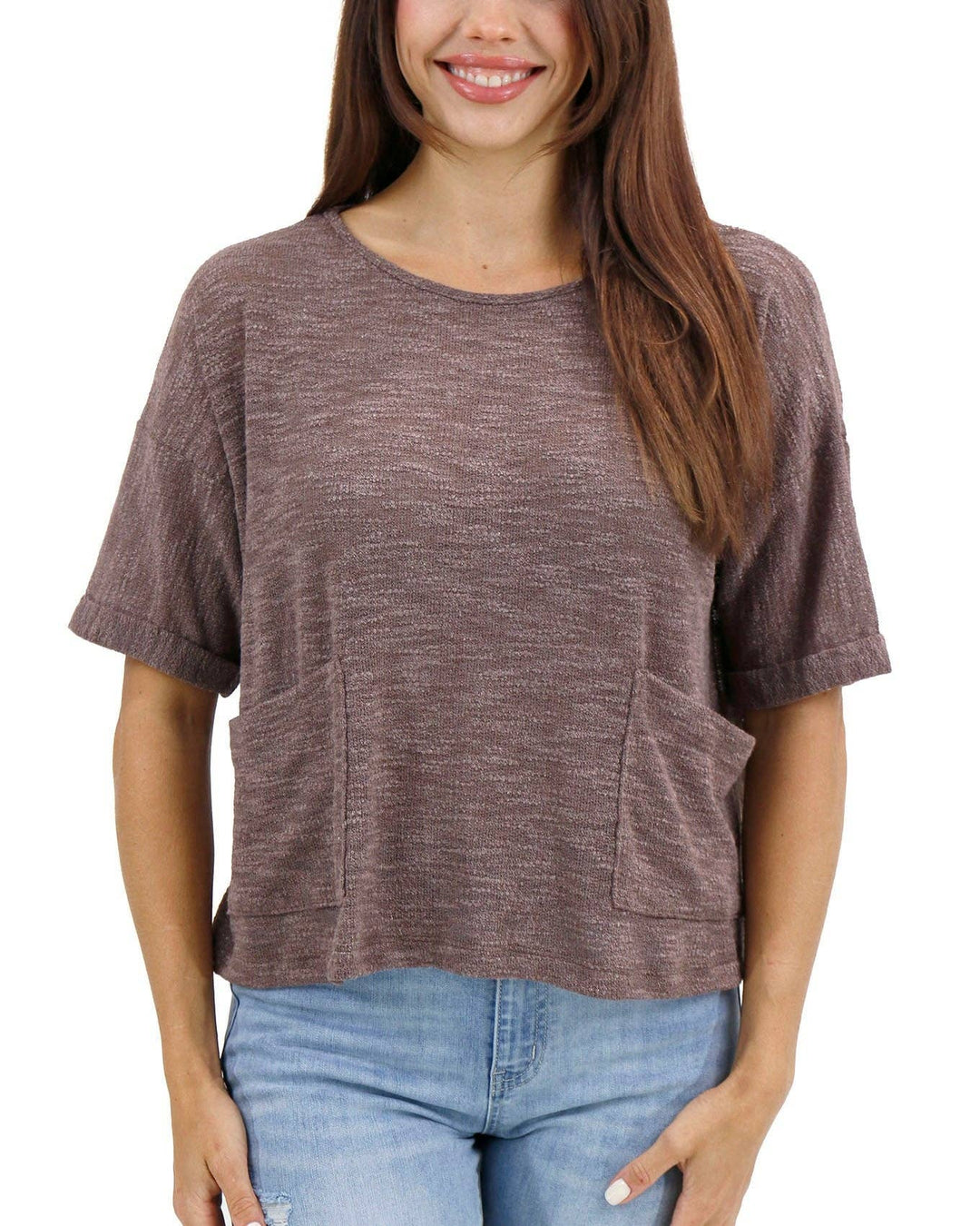 Pocket Sweater Tee In Mocha