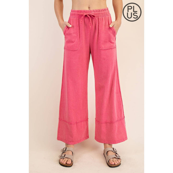 RAE MODE PLUS SIZE MINERAL WASHED WIDE LEG PANT - Dusty Blue