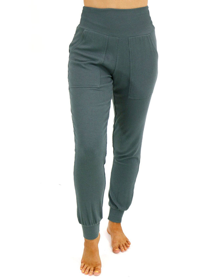 Essential Ribbed Jogger Pants In Forest