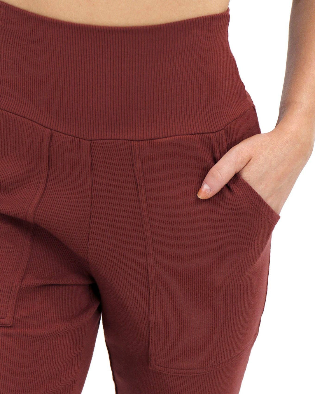 Essential Ribbed Jogger Pants In Rust