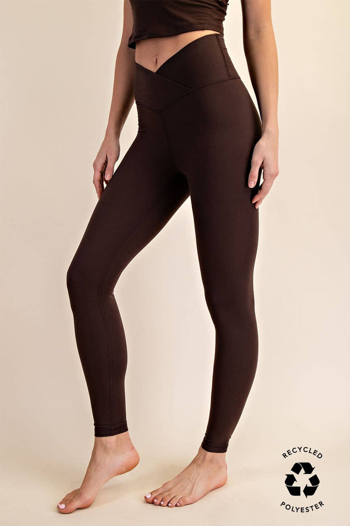 V WAIST FULL LENGTH LEGGINGS - Espresso