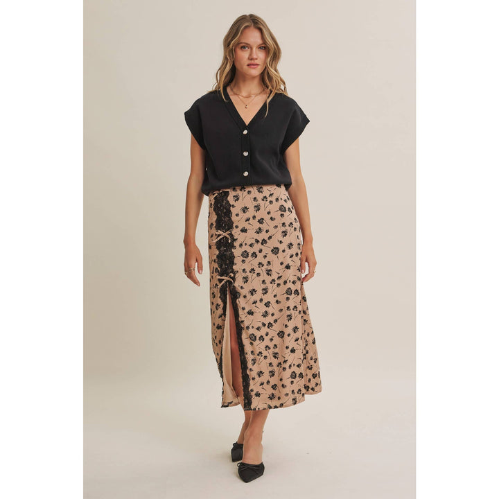 Midnight in Paris Floral Lace Midi Skirt